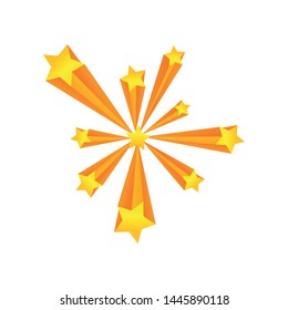 Salute of stars of different sizes. Vector illustration on white background.