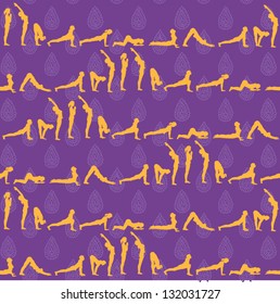 Salute to the Sun Yoga seamless pattern