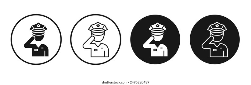 Salute vector icon set black filled and outlined style.