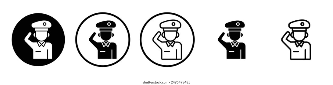 Salute vector icon set in black and white color.
