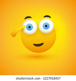 Saluting Face - Happy Emoji Icon Design - Yellow Face with Right Hand Saluting - Sign of Respect - Illustration in Editable Vector Format