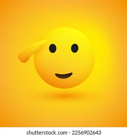 Saluting Face - Happy Emoji Icon Design - Yellow Face Saluting with Right Hand  - Sign of Respect - Illustration in Editable Vector Format