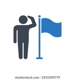 Saluting Flag Icon on white background