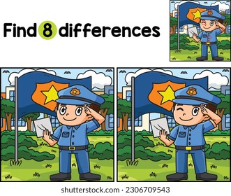 Saluting Police Officer Find The Differences