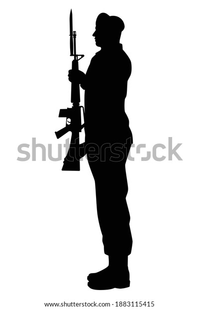 Saluting Soldier Rifle Gun Silhouette Vector Stock Vector (Royalty Free ...