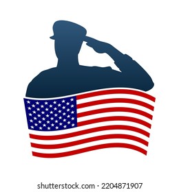 Saluting Soldier Silhouette American Flag Stock Vector (royalty Free 