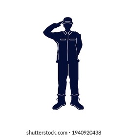 saluting soldier silhouette icon isolated