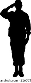 saluting soldier silhouette vector illustration