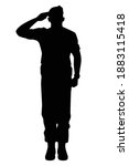 Saluting soldier silhouette vector, military man concept.