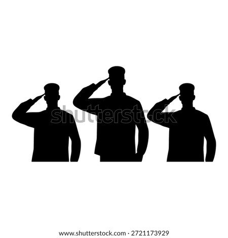 Saluting Soldiers Silhouette Vector Image