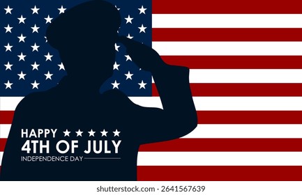 Saluting veteran to the American Flag for Happy Fourth of July Independence day USA