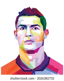 Salvador Brazil, Mei 2021: Portuguese Footballer Cristiano Ronaldo Vector Isolated Portrait Stylized Illustration