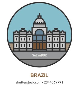 Salvador. Ciudades y pueblos de Brasil. Punto de referencia plano