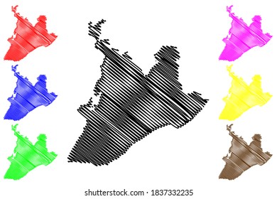 Salvador City (Federative Republic of Brazil, Bahia State) map vector illustration, scribble sketch City of Sao Salvador da Bahia de Todos os Santos map