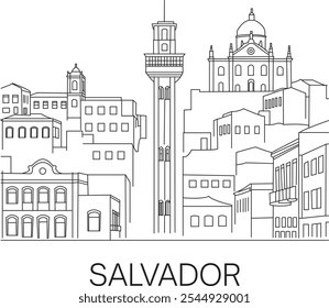 Salvador City Line Draw Free Vector