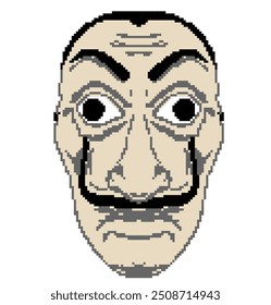 Salvador Dali Maske im Pixel-Stil