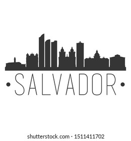 Salvador de Bahia Brazil. City Skyline. Silhouette City. Design Vector. Famous Monuments.