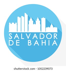 Salvador de Bahia Brazil Flat Icon Skyline Silhouette Design City Vector Art Round Logo.