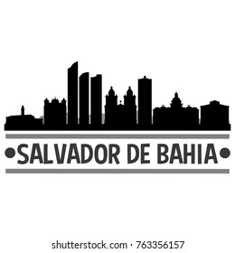 Salvador de Bahia Brazil Skyline Silhouette Stamp City Design Vector Art Template 