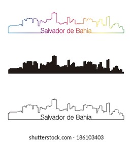 Salvador de Bahia skyline linear style with rainbow in editable vector file