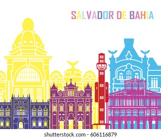 Salvador de Bahia V2 skyline pop in editable vector file