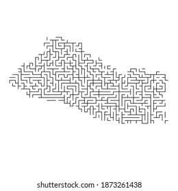 Salvador map from black pattern of the maze grid. Vector illustration.