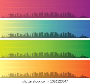 Salvador Multiple Color Gradient Skyline Banner