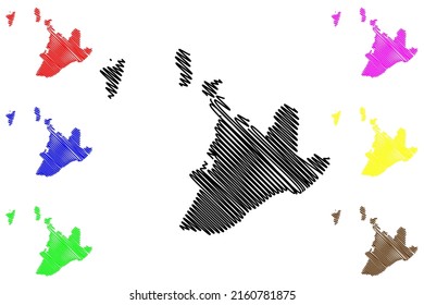 Salvador municipality (Bahia state, Municipalities of Brazil, Federative Republic of Brazil) map vector illustration, scribble sketch Sao Salvador da Bahia de Todos os Santos map