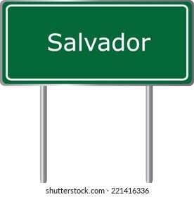 Salvador road sign green vector illustration, road table