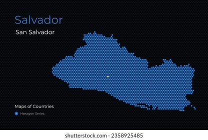 Salvador, San Salvador. Creative vector map. Maps of Countries. Central America. Hexagon Series.