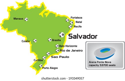Salvador stadium with map location