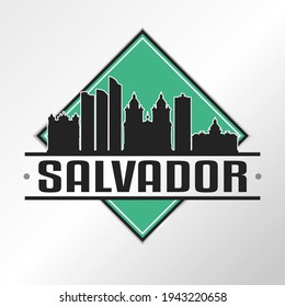 Salvador, State of Bahia, Brazil Skyline Logo. Adventure Landscape Design Vector City Illustration Vector illustration.