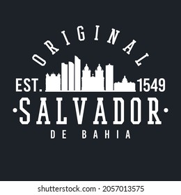 Salvador, State of Bahia, Brazil Skyline Original. A Logotype Sports College and University Style. Illustration Design Vector City.