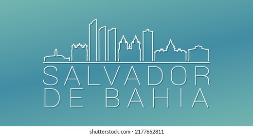 Salvador, Estado de Bahía, Brasil Skyline Linear Design. Ilustración de ciudad plana Ilustración de imágenes recorridas mínima. Icono del vector de desplazamiento degradado de fondo.