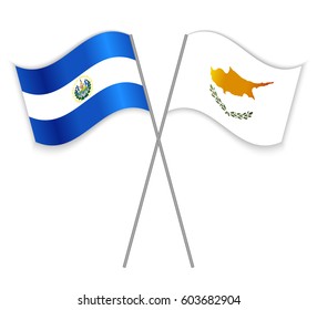 Salvadoran and Cypriot crossed flags. El Salvador combined with Cyprus isolated on white. Language learning, international business or travel concept.