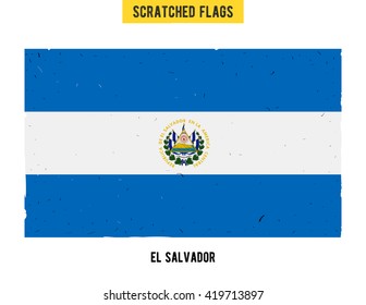 Salvadoran grunge flag with little scratches on surface. A hand drawn scratched flag of El Salvador with a easy grunge texture. Vector modern flat design