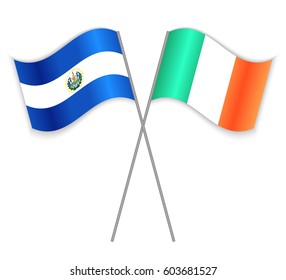 Salvadoran and Irish crossed flags. El Salvador combined with Ireland isolated on white. Language learning, international business or travel concept.
