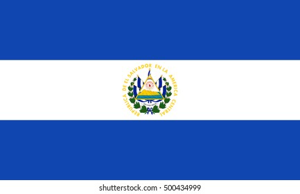 Salvadoran national official flag. Patriotic symbol, banner, element, background. Accurate dimensions. Flag of El Salvador in correct size and colors, vector illustration