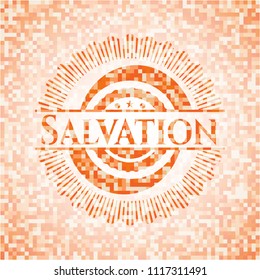 Salvation abstract emblem, orange mosaic background