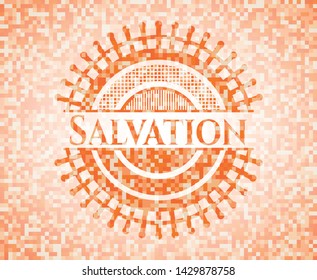 Salvation abstract emblem, orange mosaic background