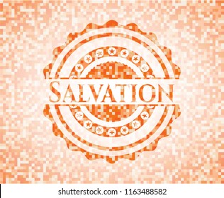 Salvation abstract orange mosaic emblem