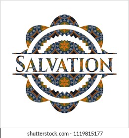 Salvation arabic emblem background. Arabesque decoration.