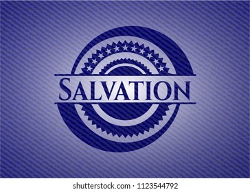 Salvation badge with denim texture