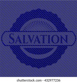 Insignia de salvación con textura de denim