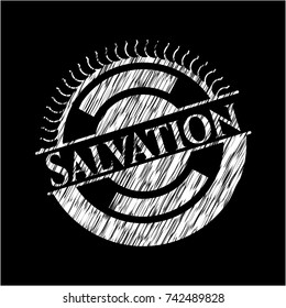 Salvation chalk emblem written on a blackboard