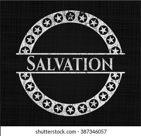 Salvation chalkboard emblem on black board