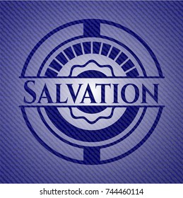 Salvation emblem with jean texture