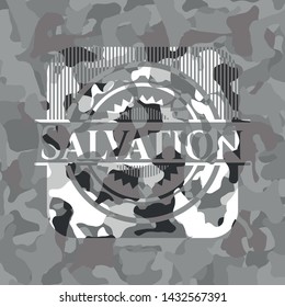 Salvation grey camo emblem. Vector Illustration.
