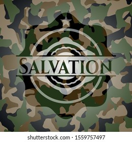 Salvation on camouflaged pattern. Vector Illustration. Detailed.