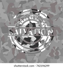 Salvation on grey camo pattern